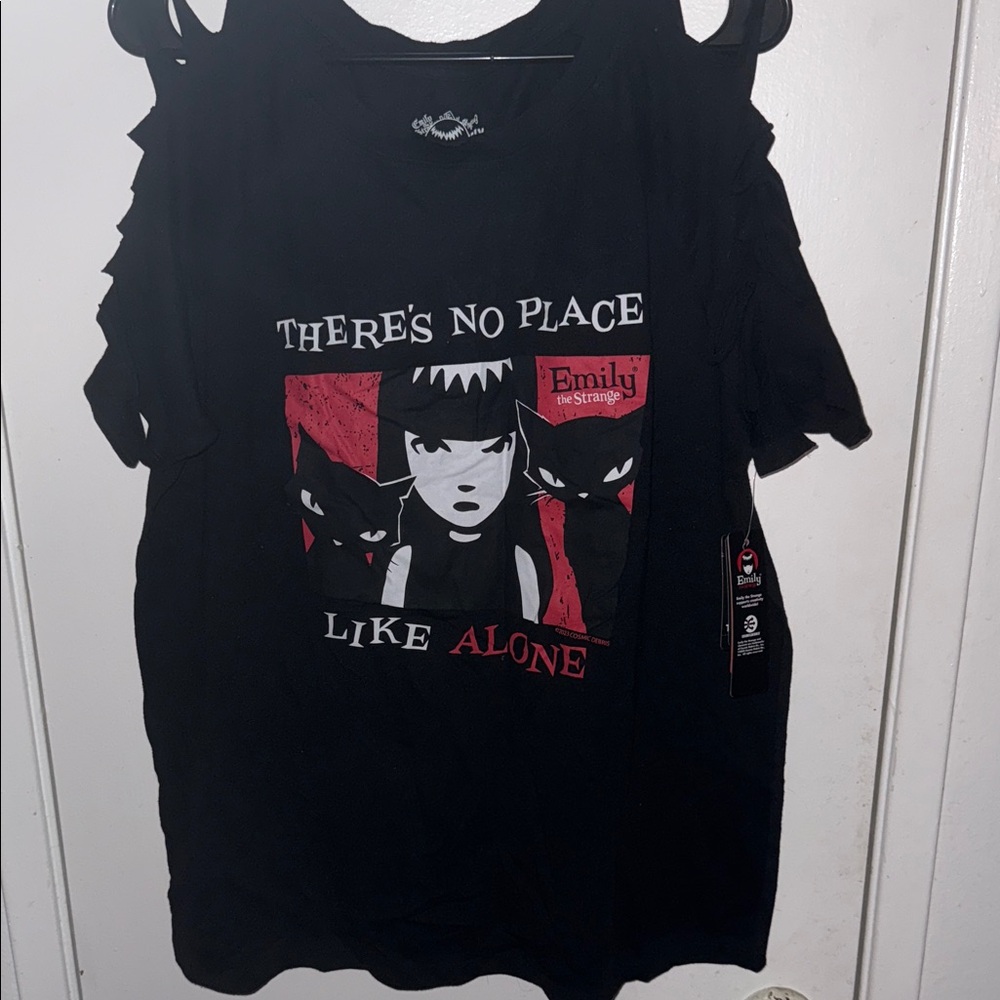 Torrid Black Tee with Red and White Graphic